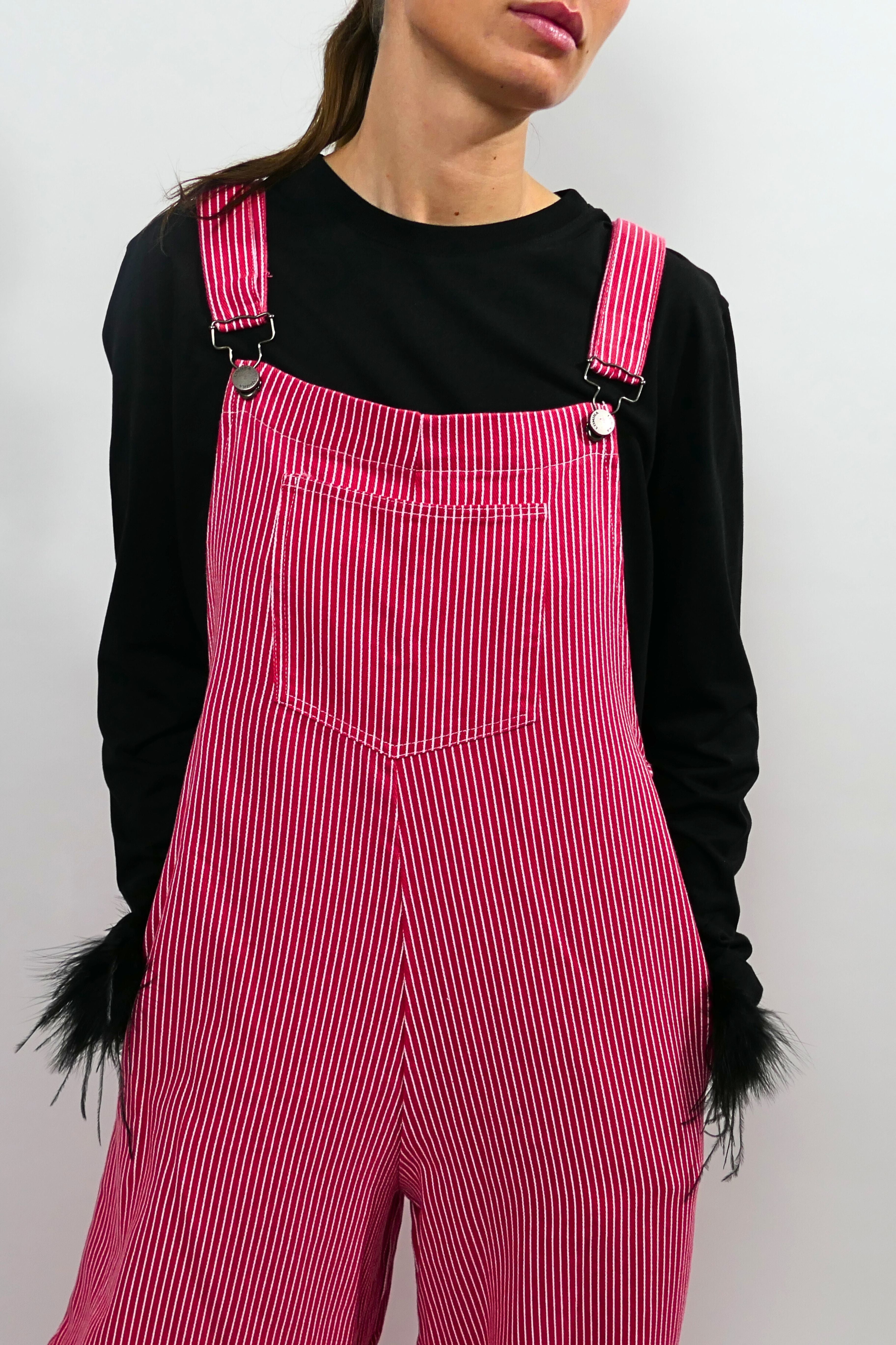 Salopette rossa a righe Lumina
