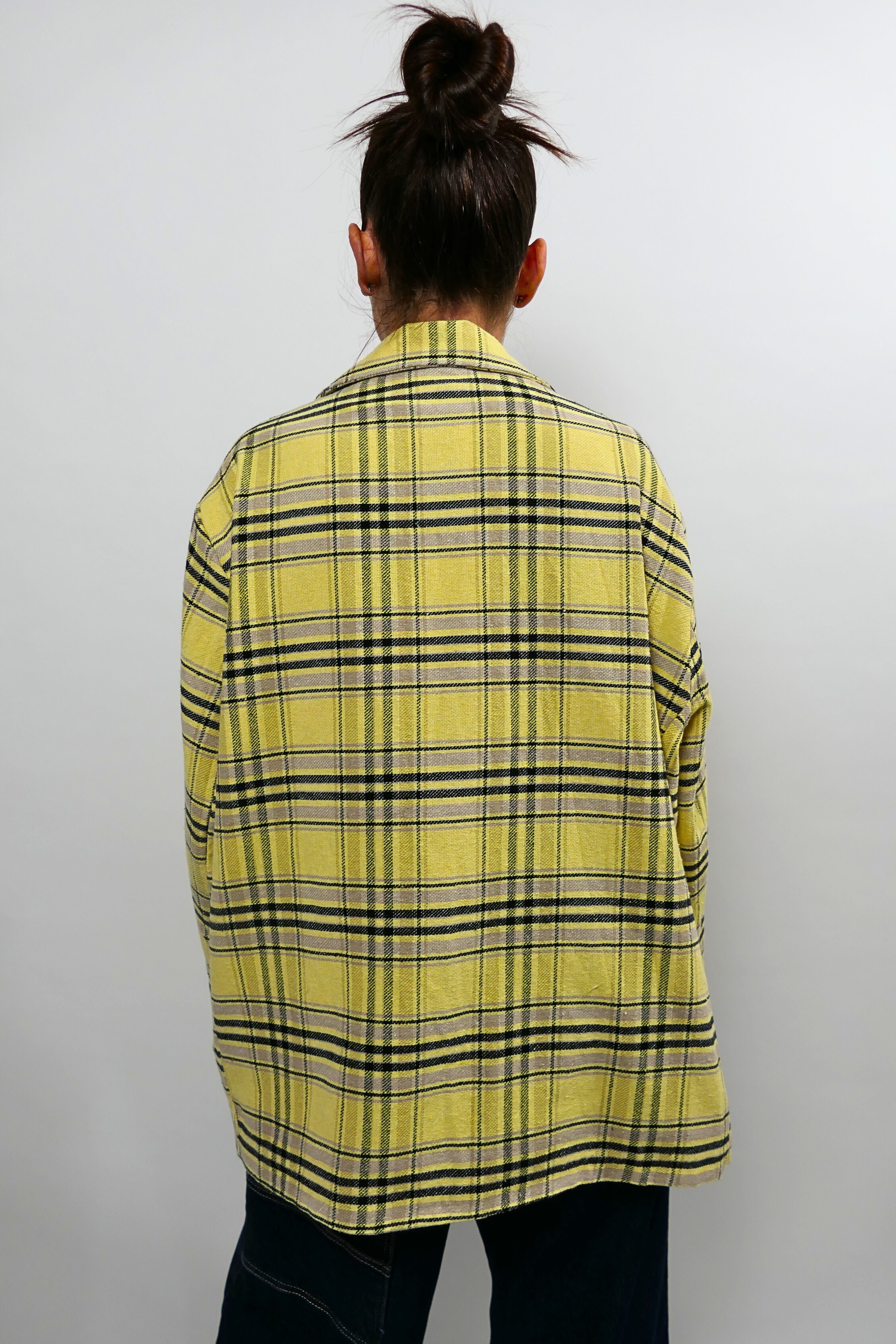 Blazer giallo scozzese con patch