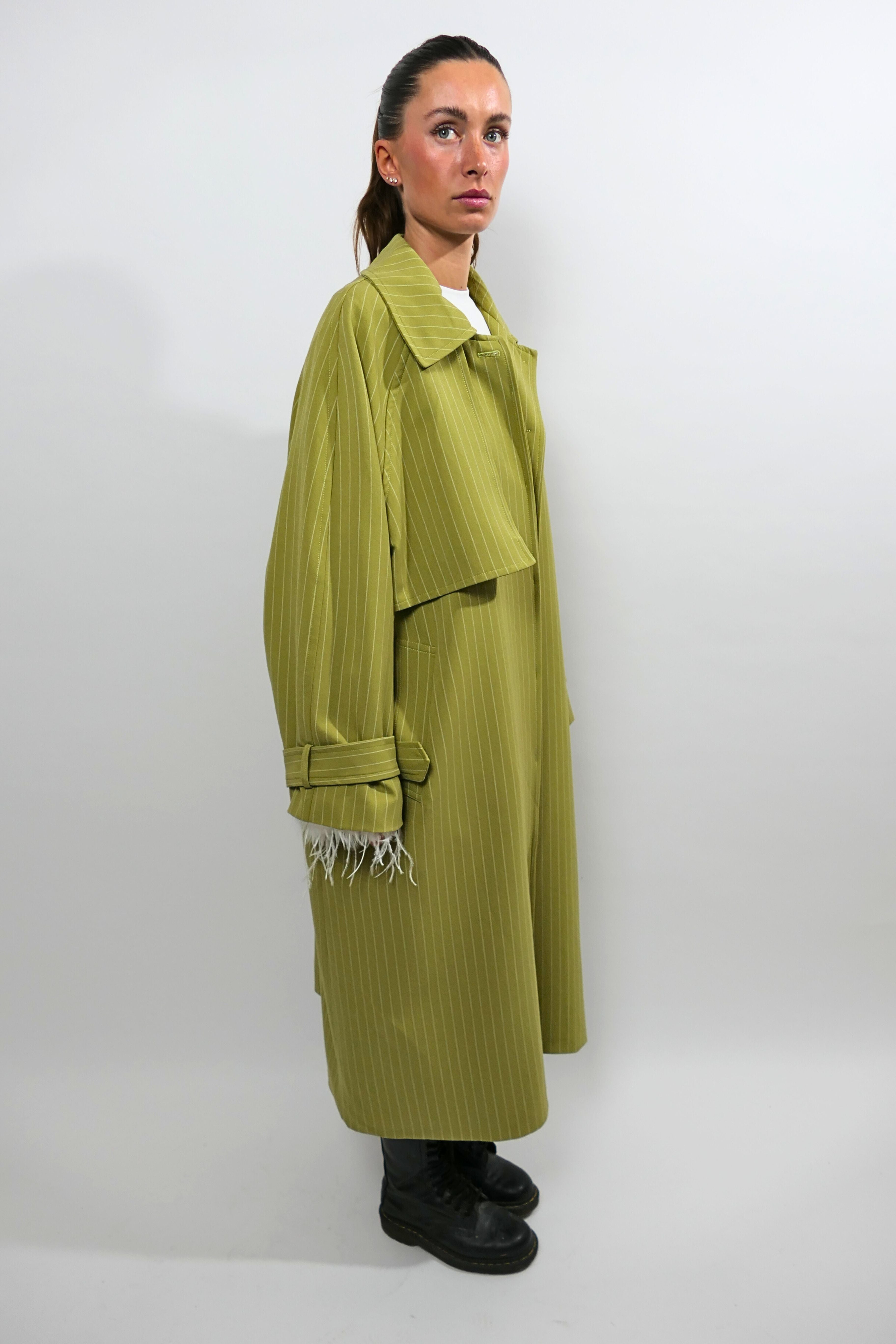 Cappotto lungo verde oliva Lumina