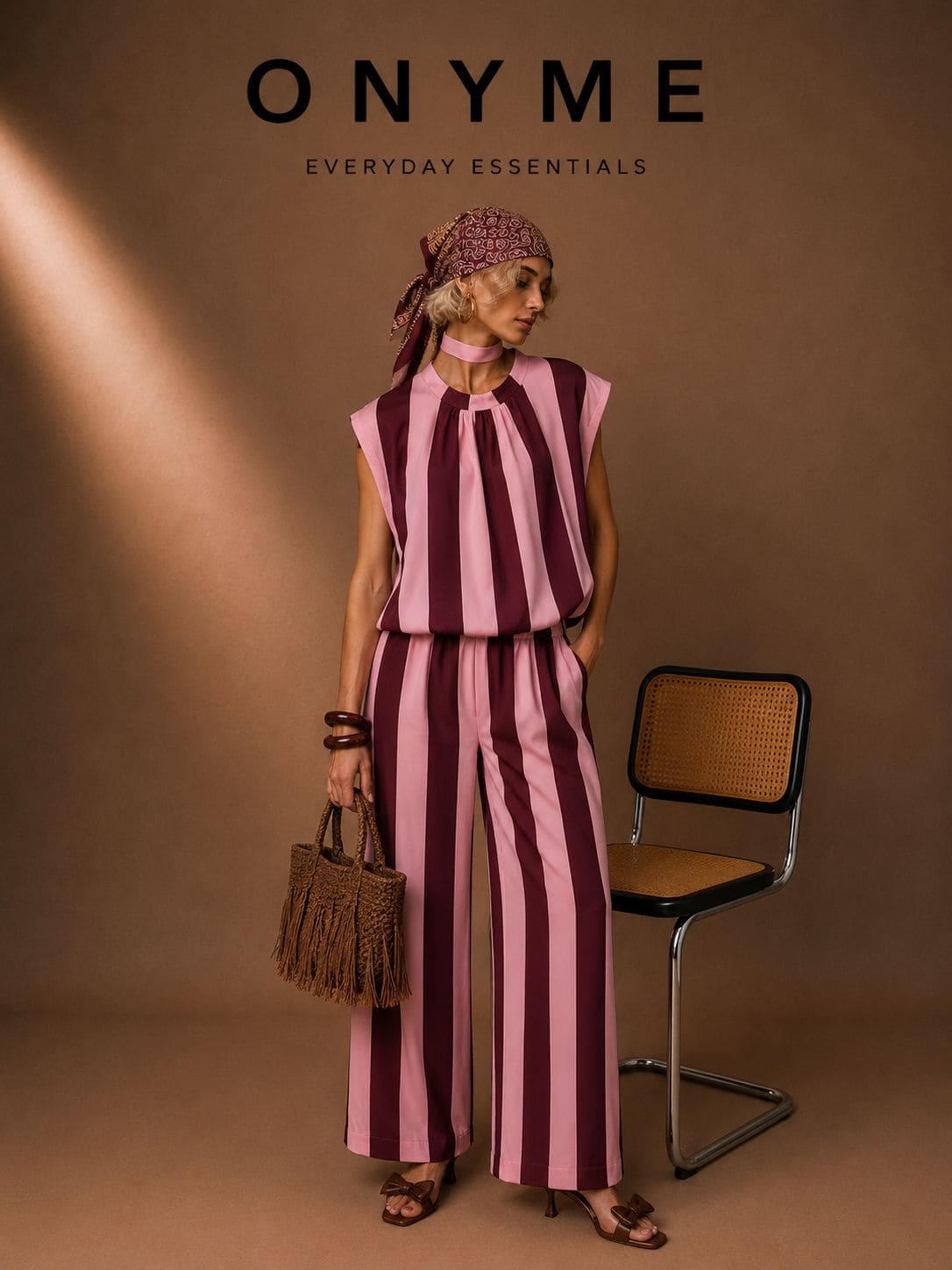 Completo righe con fiocco sul retro