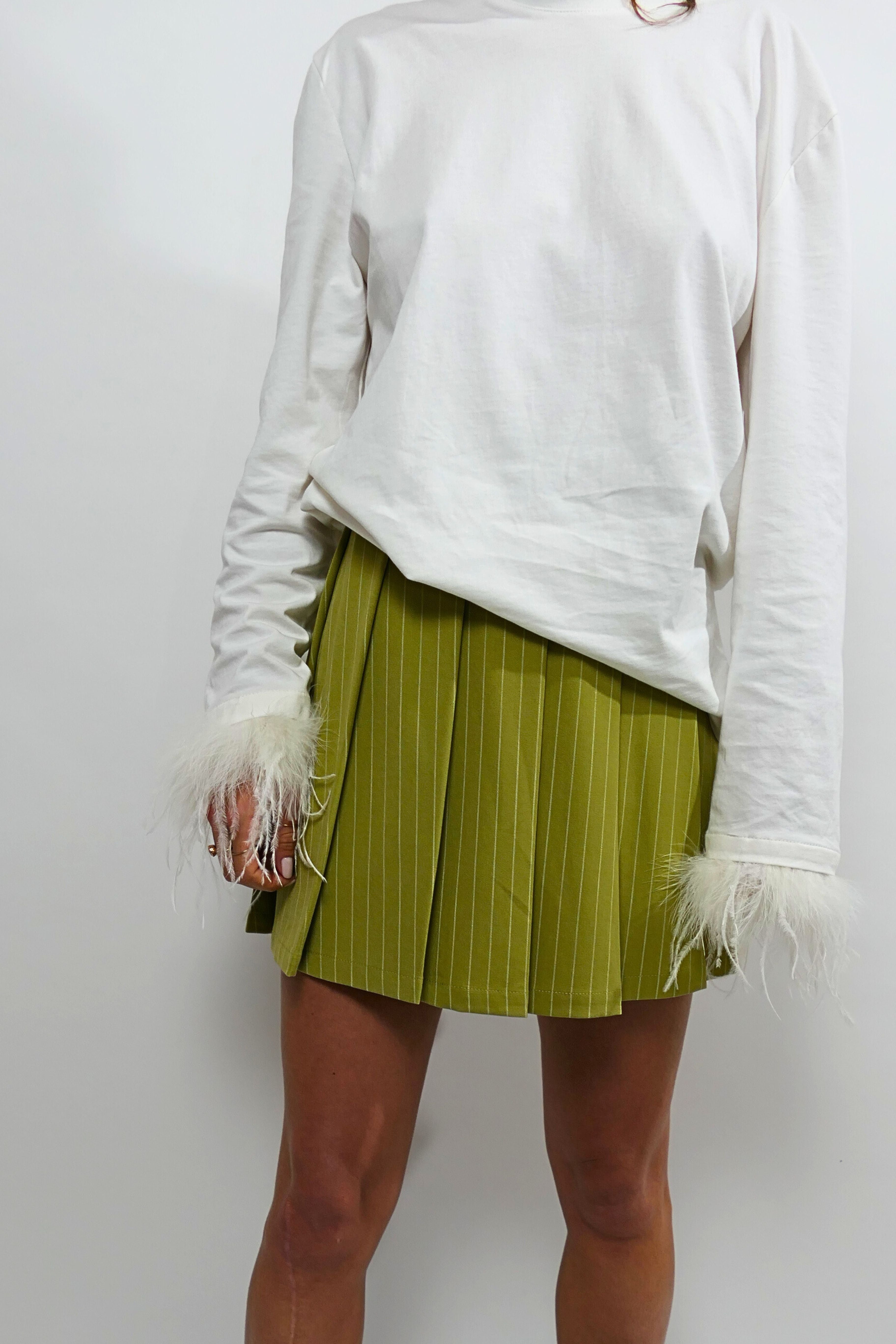 Gonna verde gessata a pantaloncino Lumina