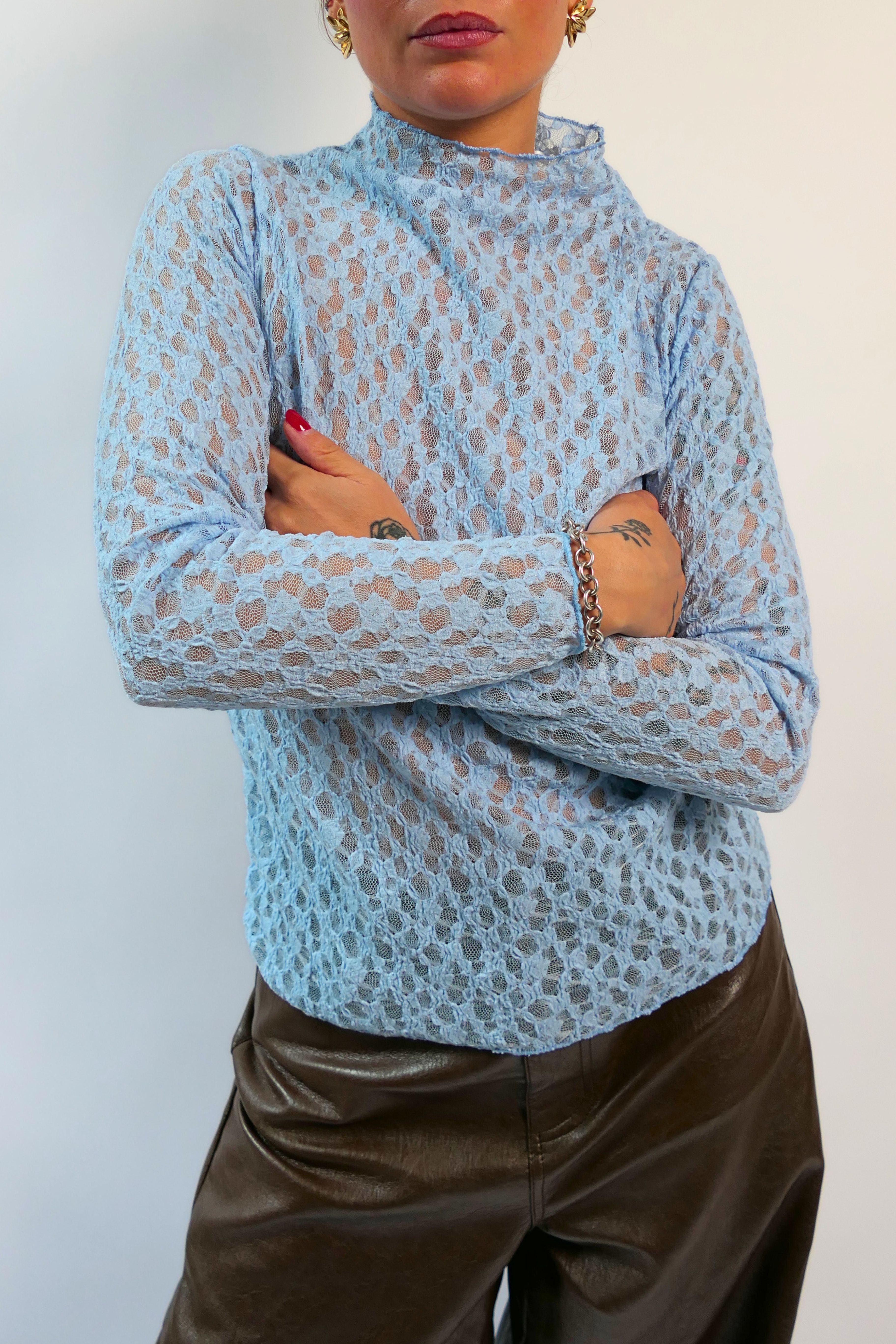 Maglia manica lunga in pizzo