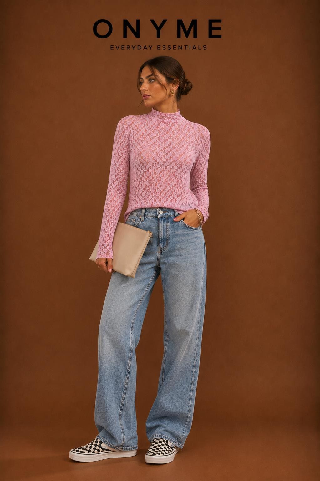 Maglia manica lunga in pizzo