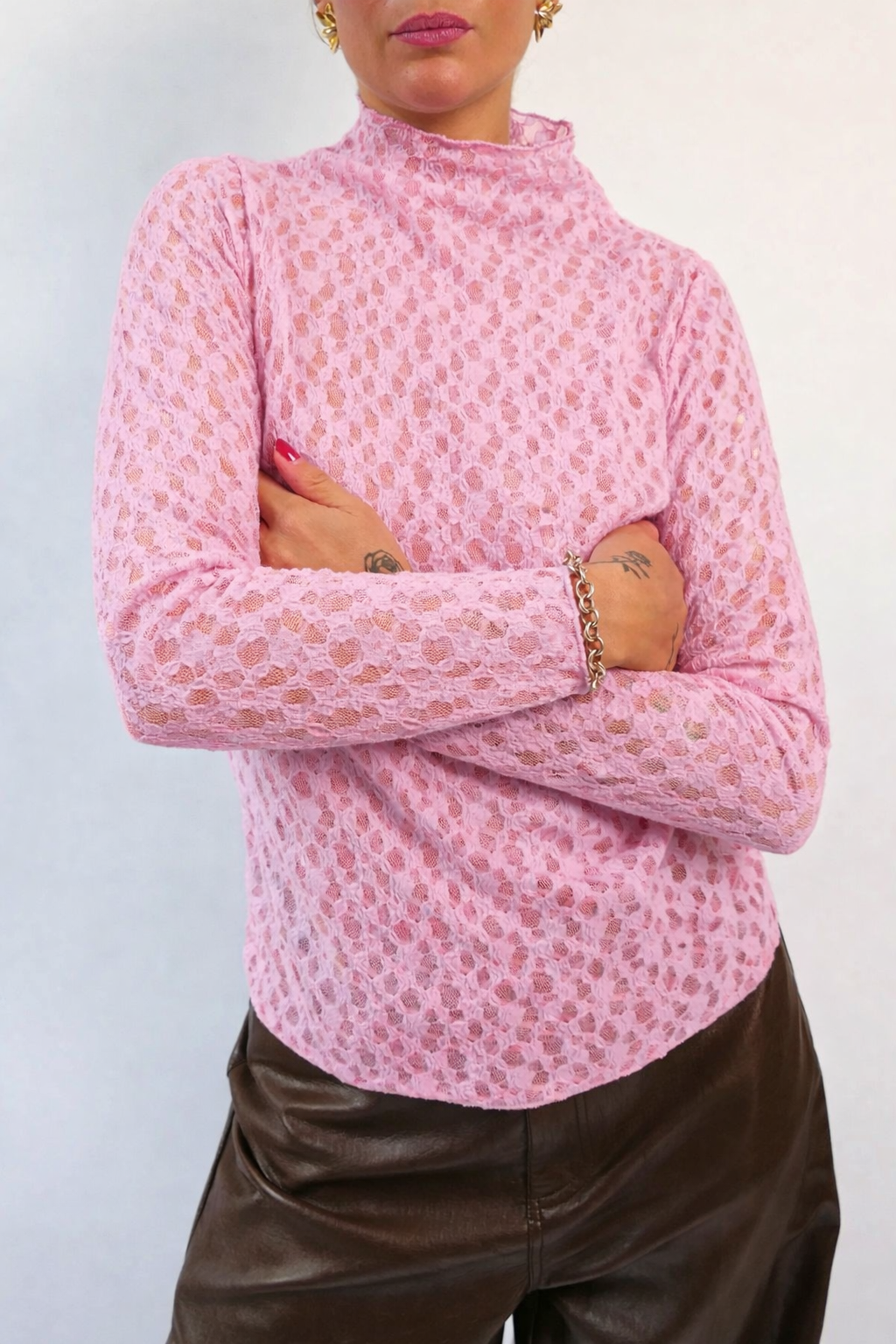 Maglia manica lunga in pizzo