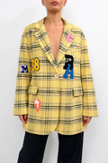 Blazer giallo scozzese con patch