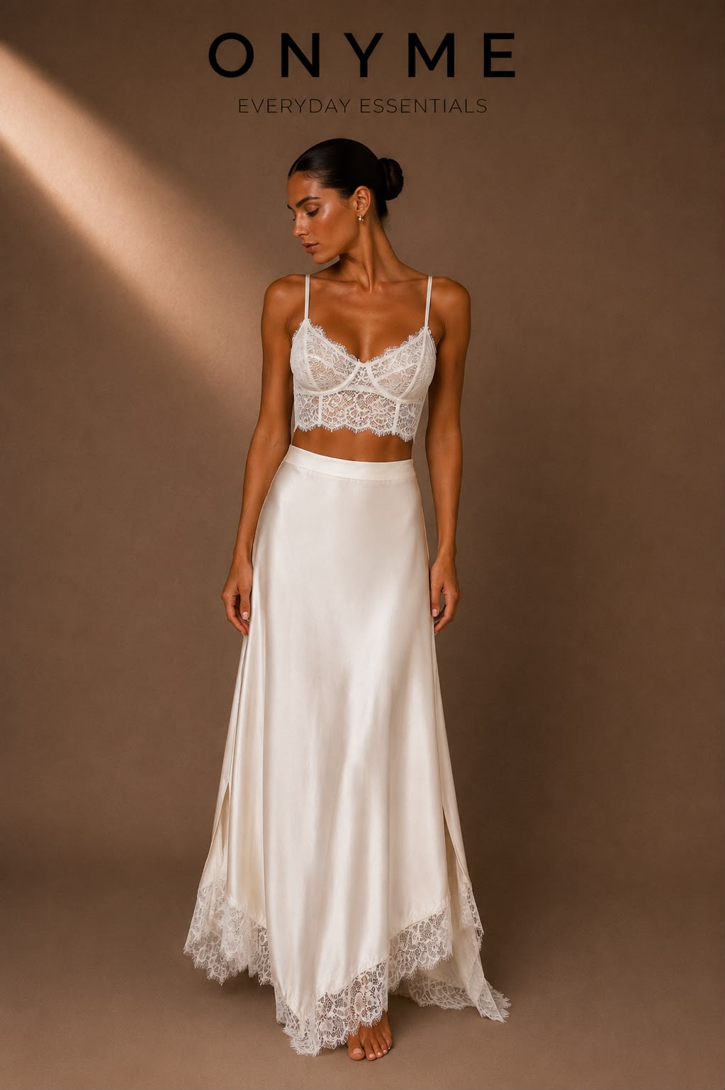 Gonna Lunga Satin con Pizzo