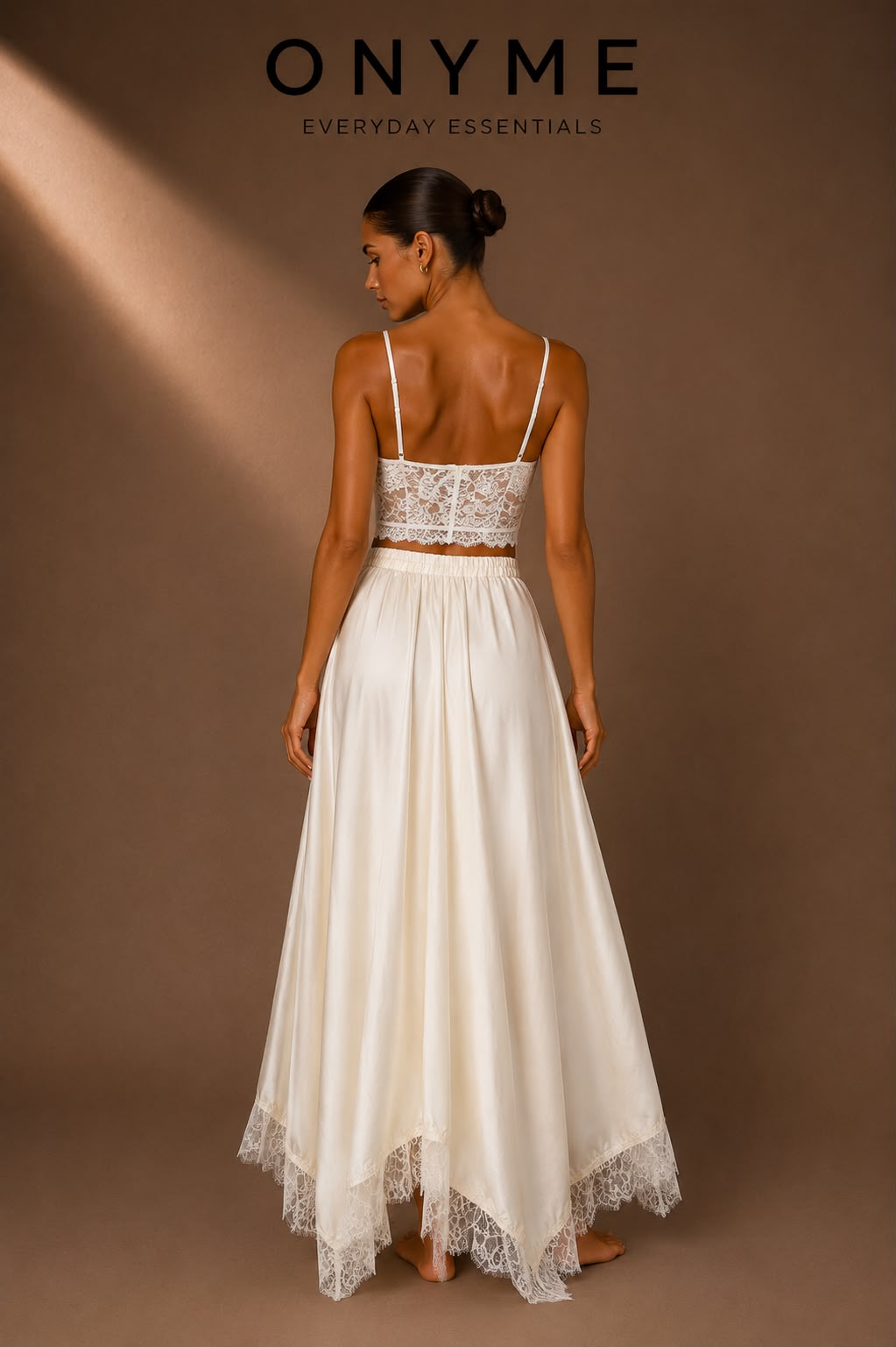 Gonna Lunga Satin con Pizzo