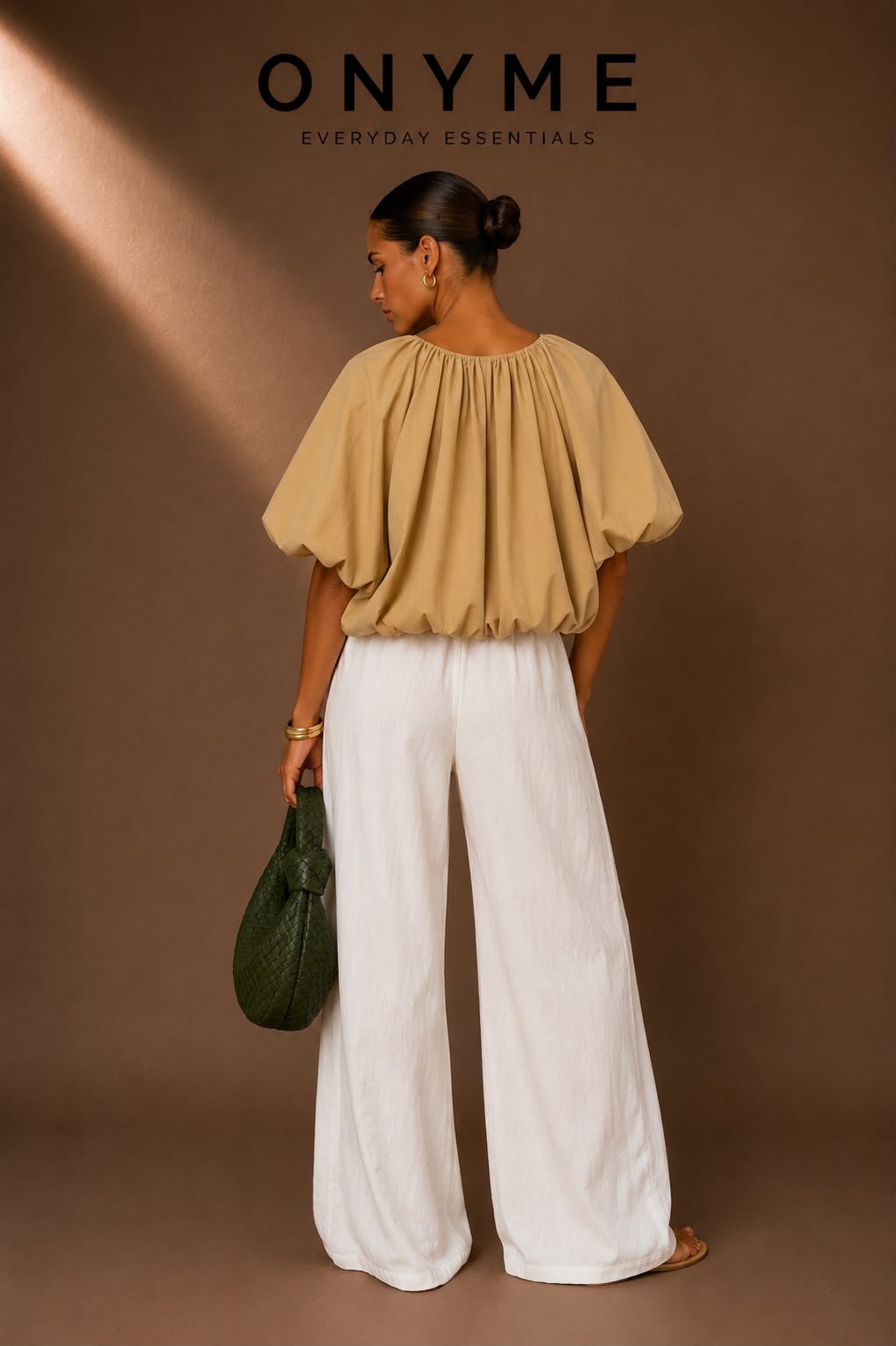 Blusa Balloon con Fiocco Camel