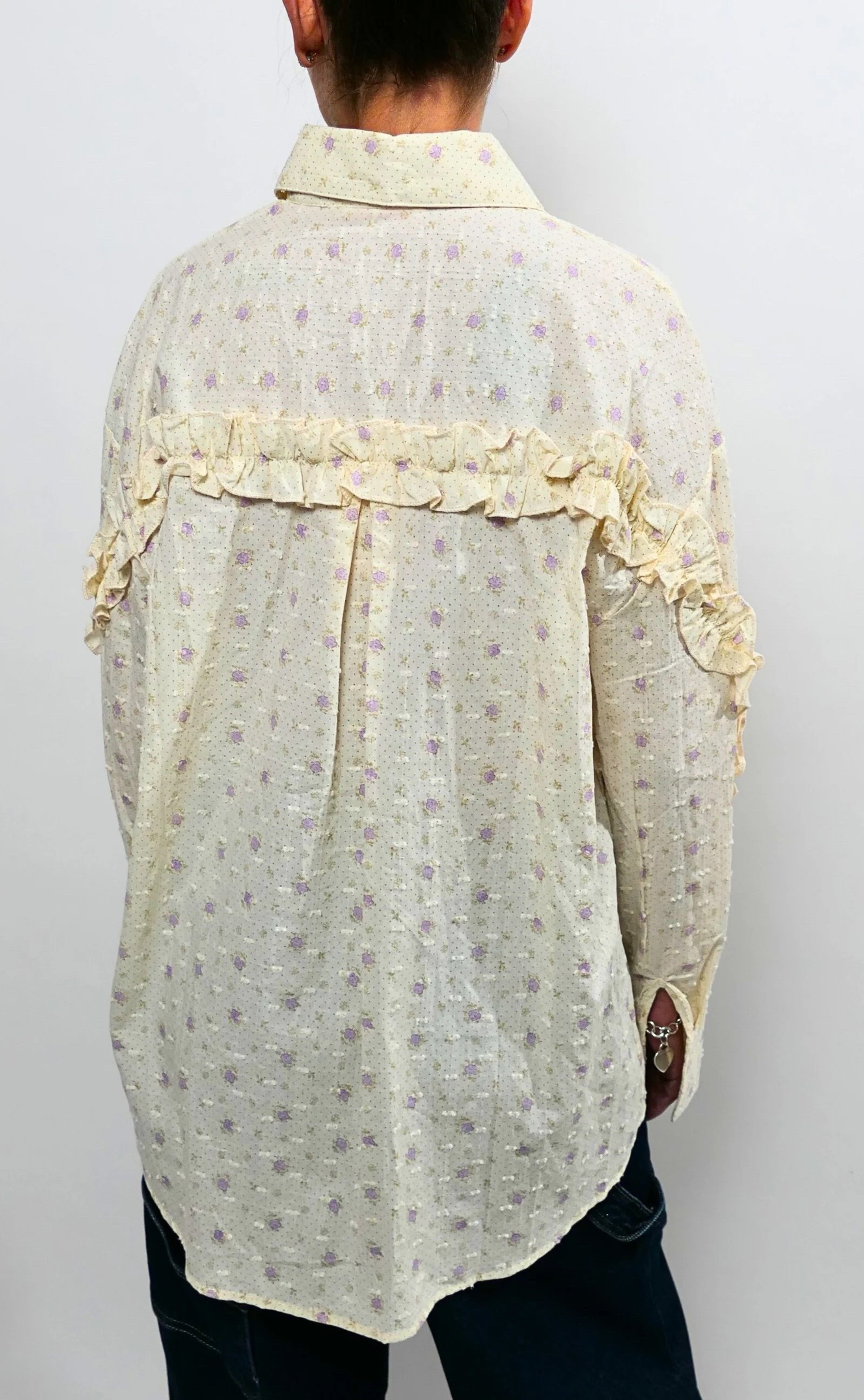 Camicia panna fantasia floreale lilla Altamira Milano