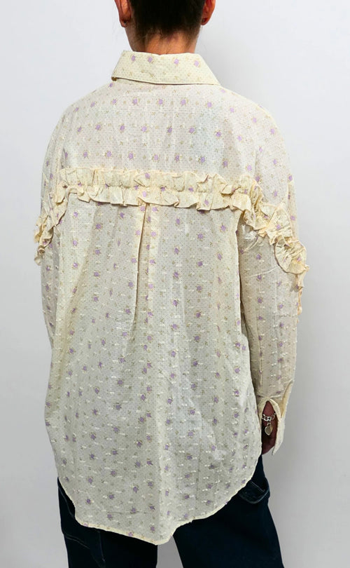 Camicia panna fantasia floreale lilla Altamira Milano