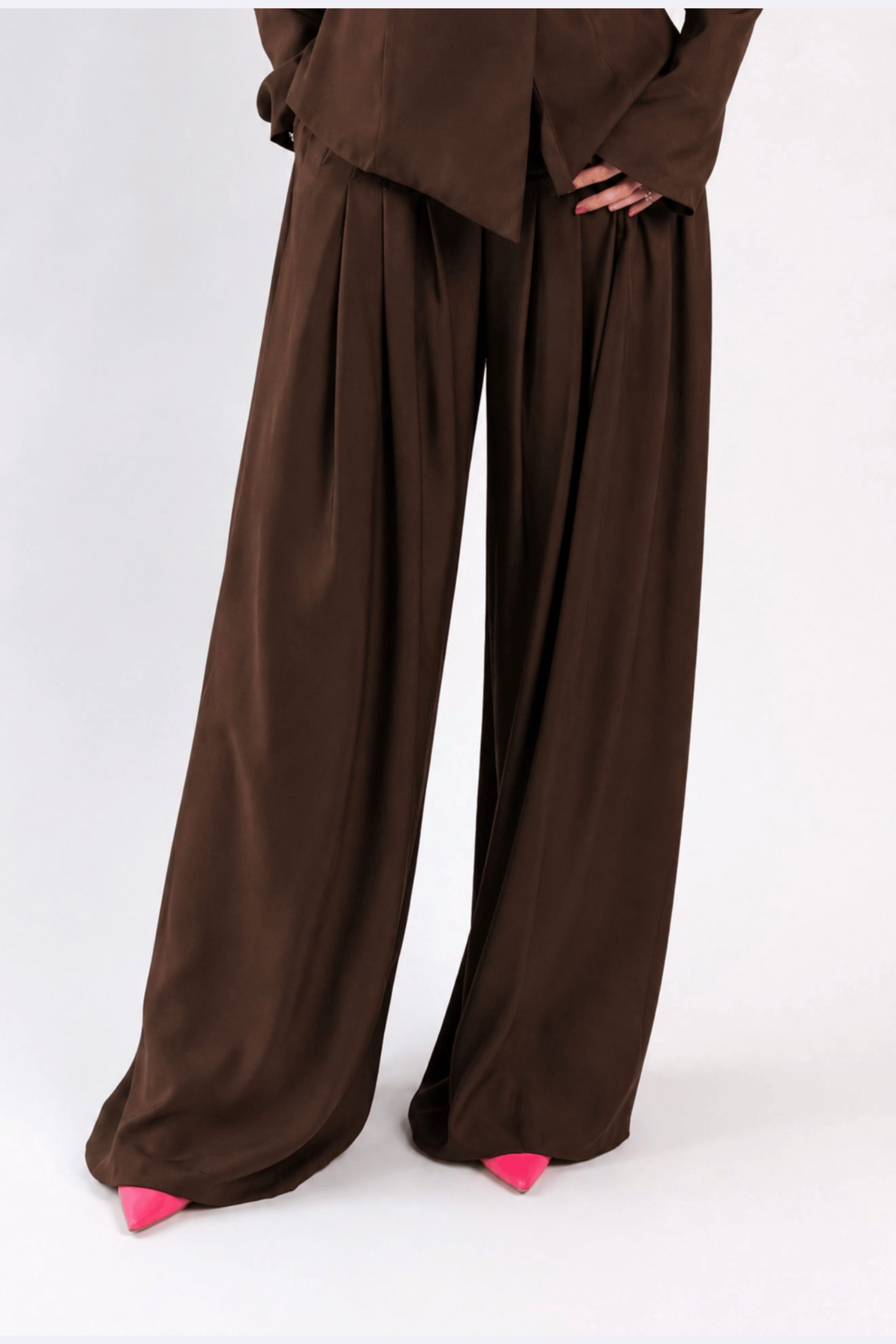 Pantalone plissettato marrone Lumina