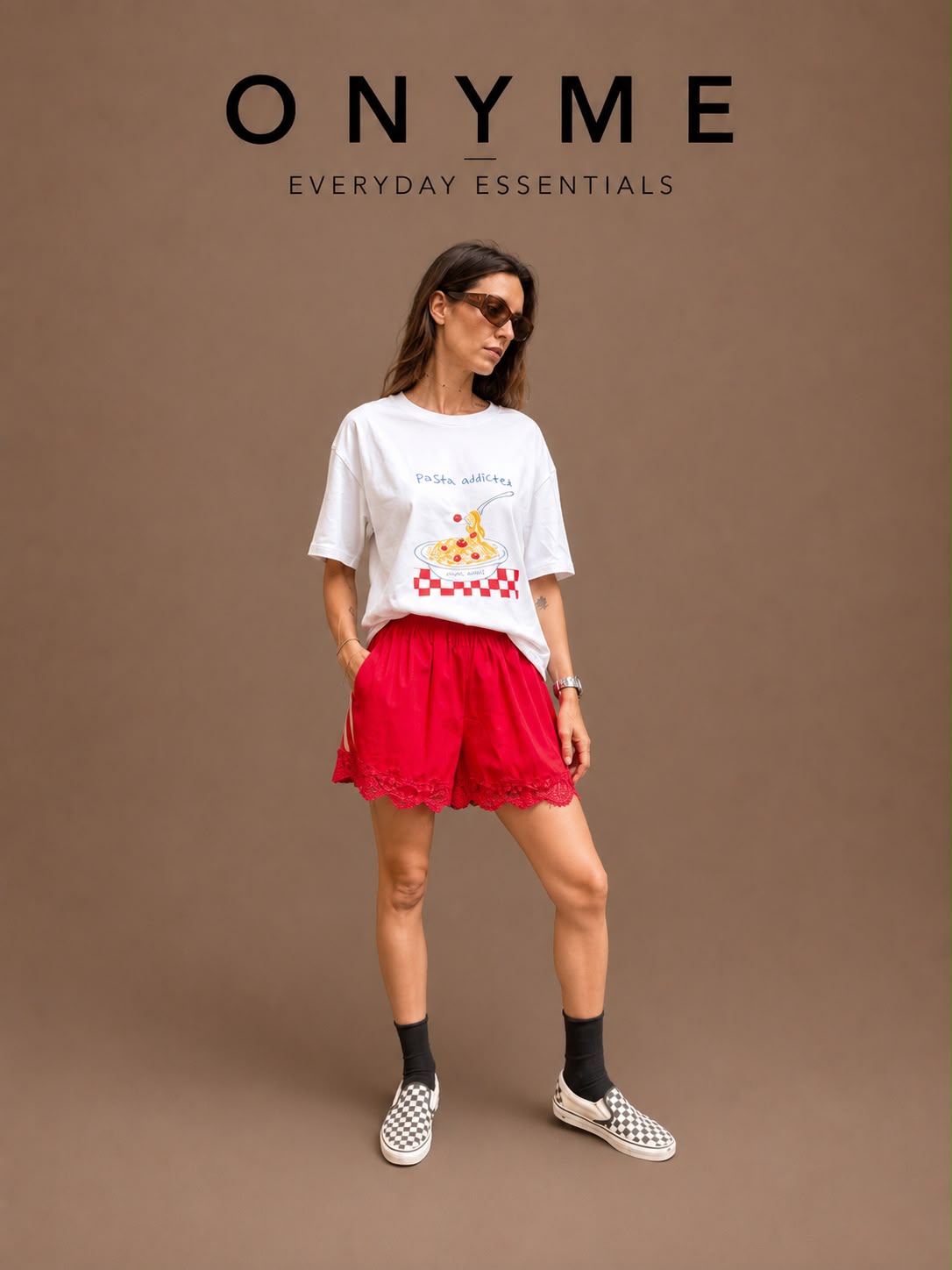 Pantalone tessuto tecnico con pizzo e righe Lumina