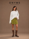 Gonna verde gessata a pantaloncino Lumina