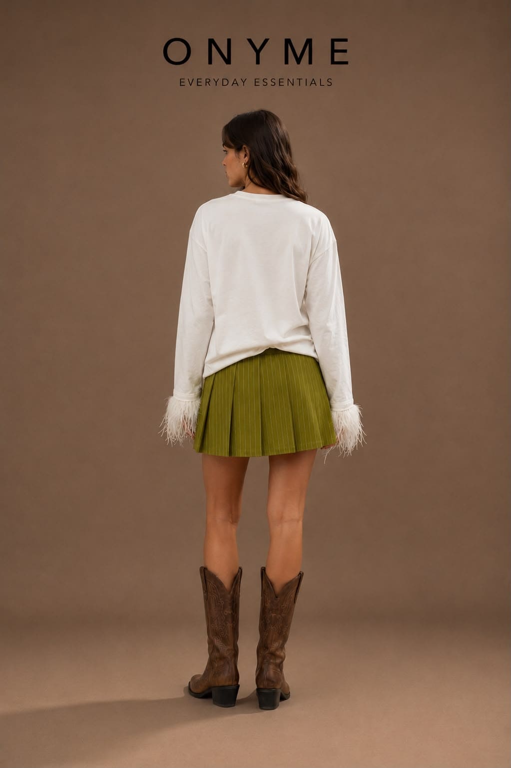 Gonna verde gessata a pantaloncino Lumina