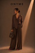 Pantalone plissettato marrone Lumina