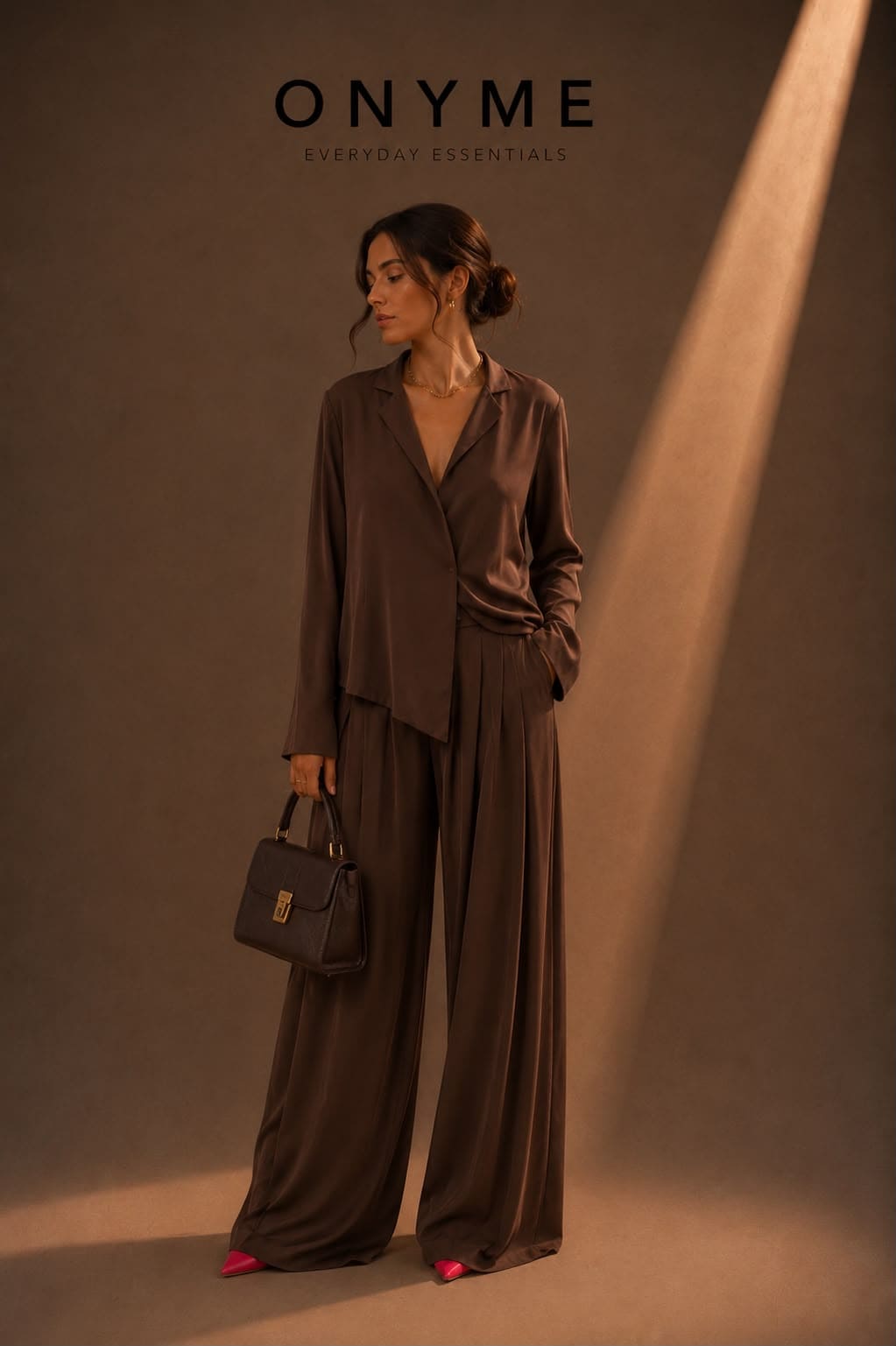Pantalone plissettato marrone Lumina