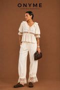 Pantalone panna in pizzo