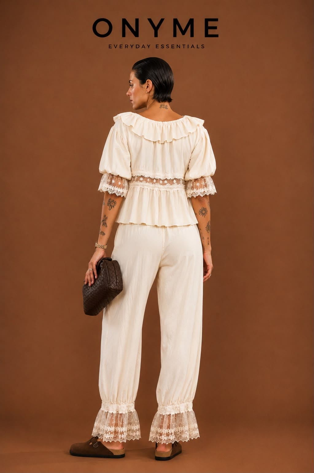 Pantalone panna in pizzo
