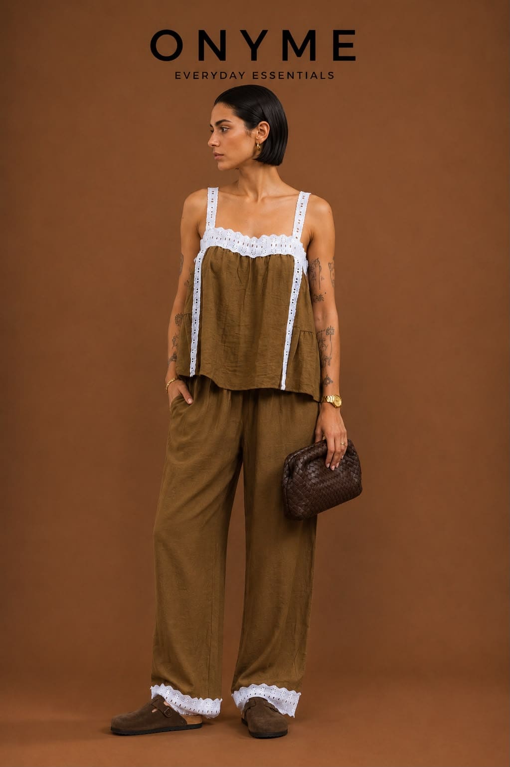 Set pizzo verde oliva Lumina
