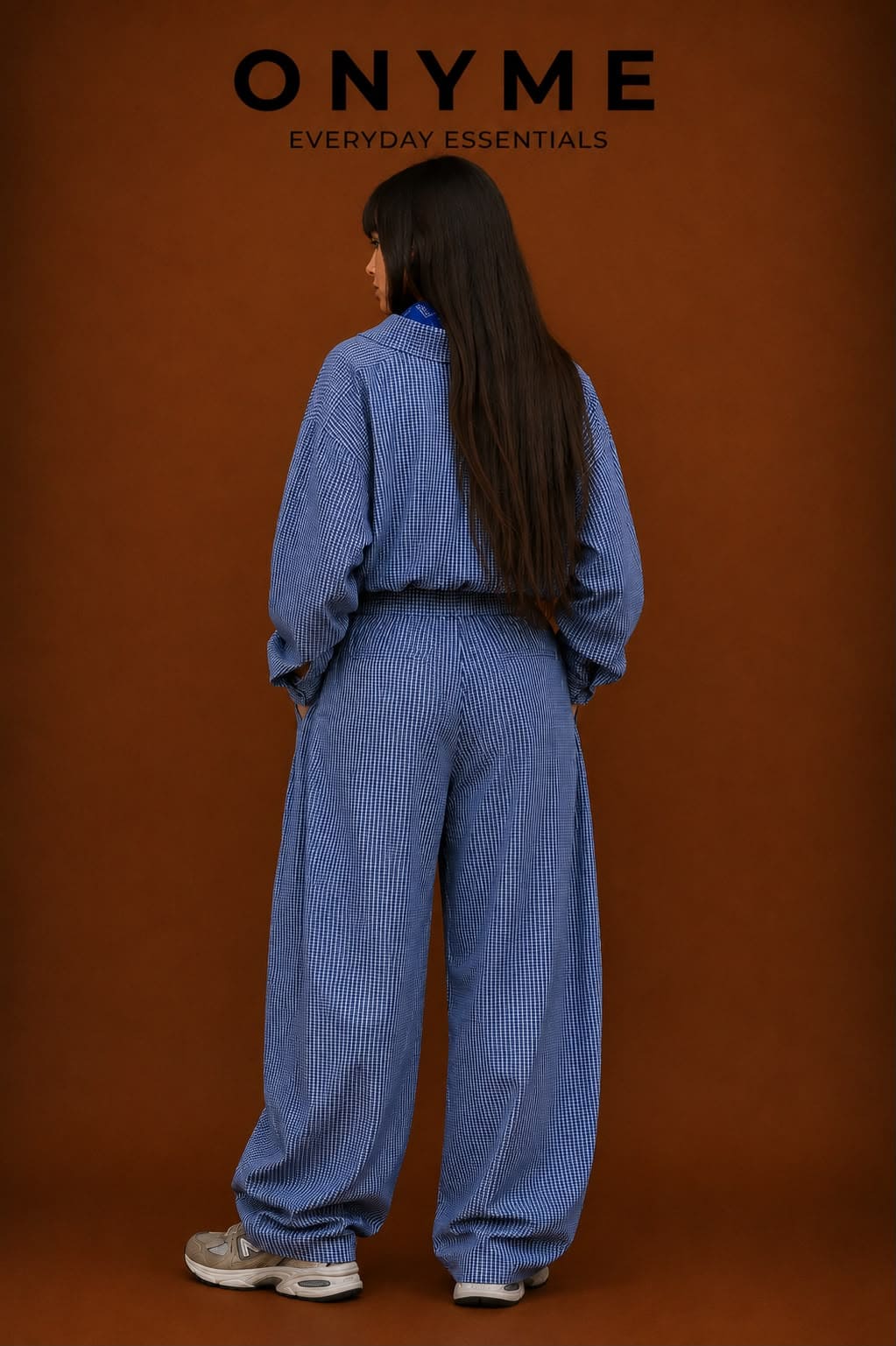 Completo blu a quadri