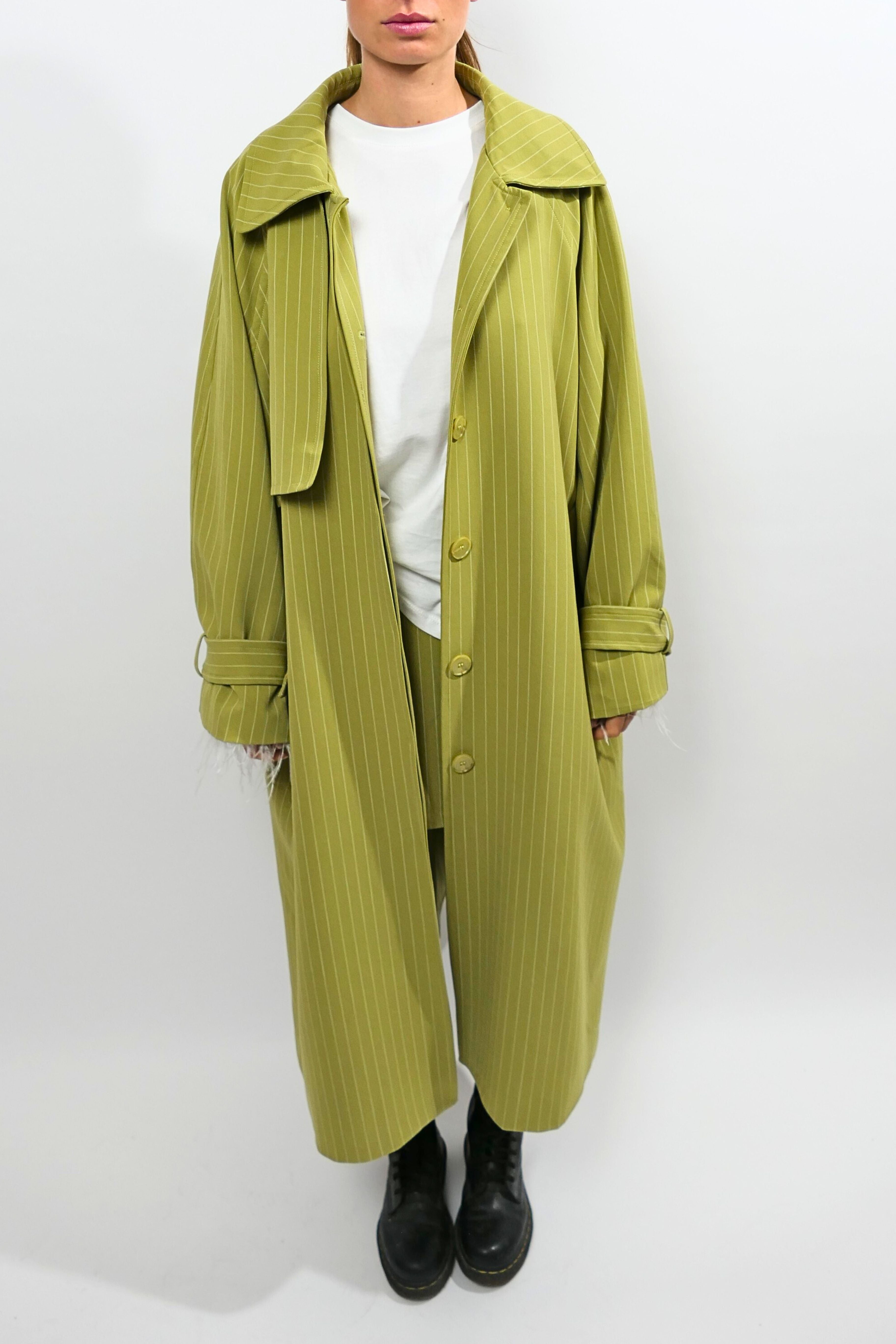 Cappotto lungo verde oliva Lumina